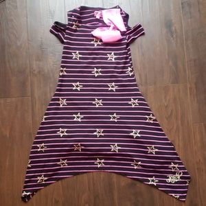 Jojo Siwa Black/Pink Stripe Dress Gold Stars 7/8